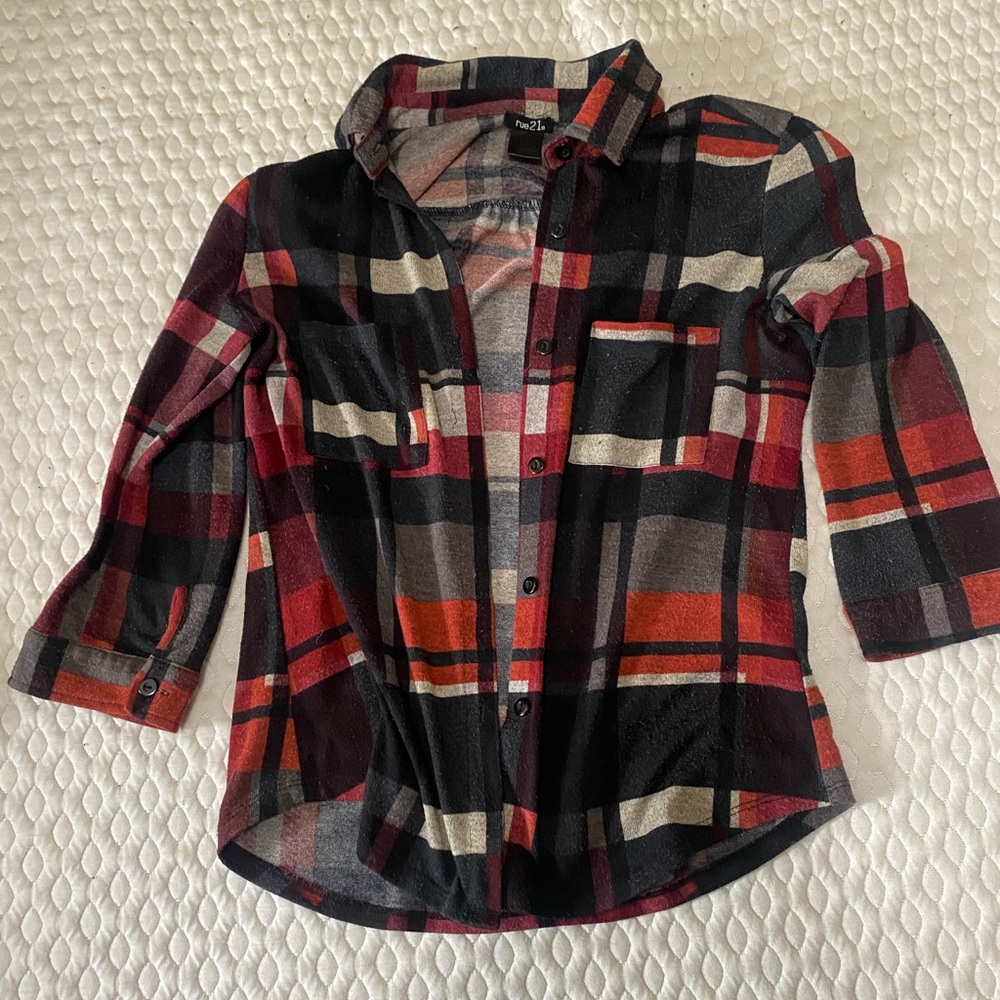 Red/Black Plaid Flannel Shirt